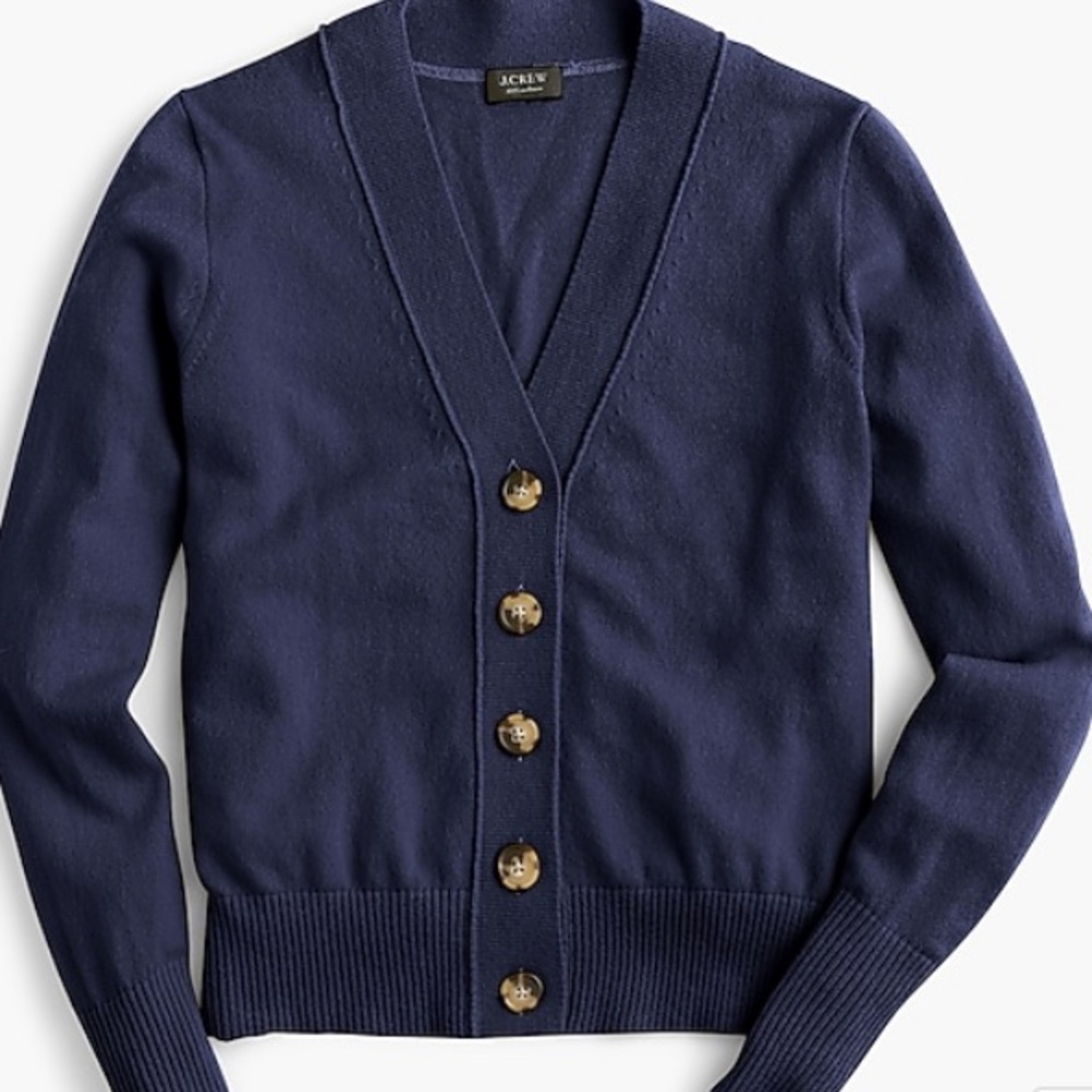 NWT J crew navy everyday cashmere cropped cardigan